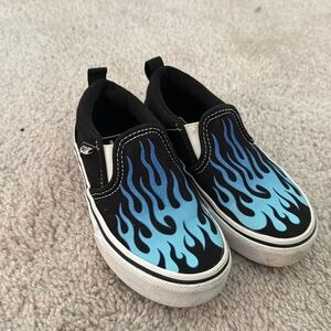 Blue flame toddler Vans slip ons